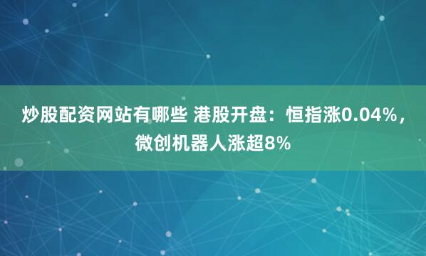 炒股配资网站有哪些 港股开盘：恒指涨0.04%，微创机器人涨超8%